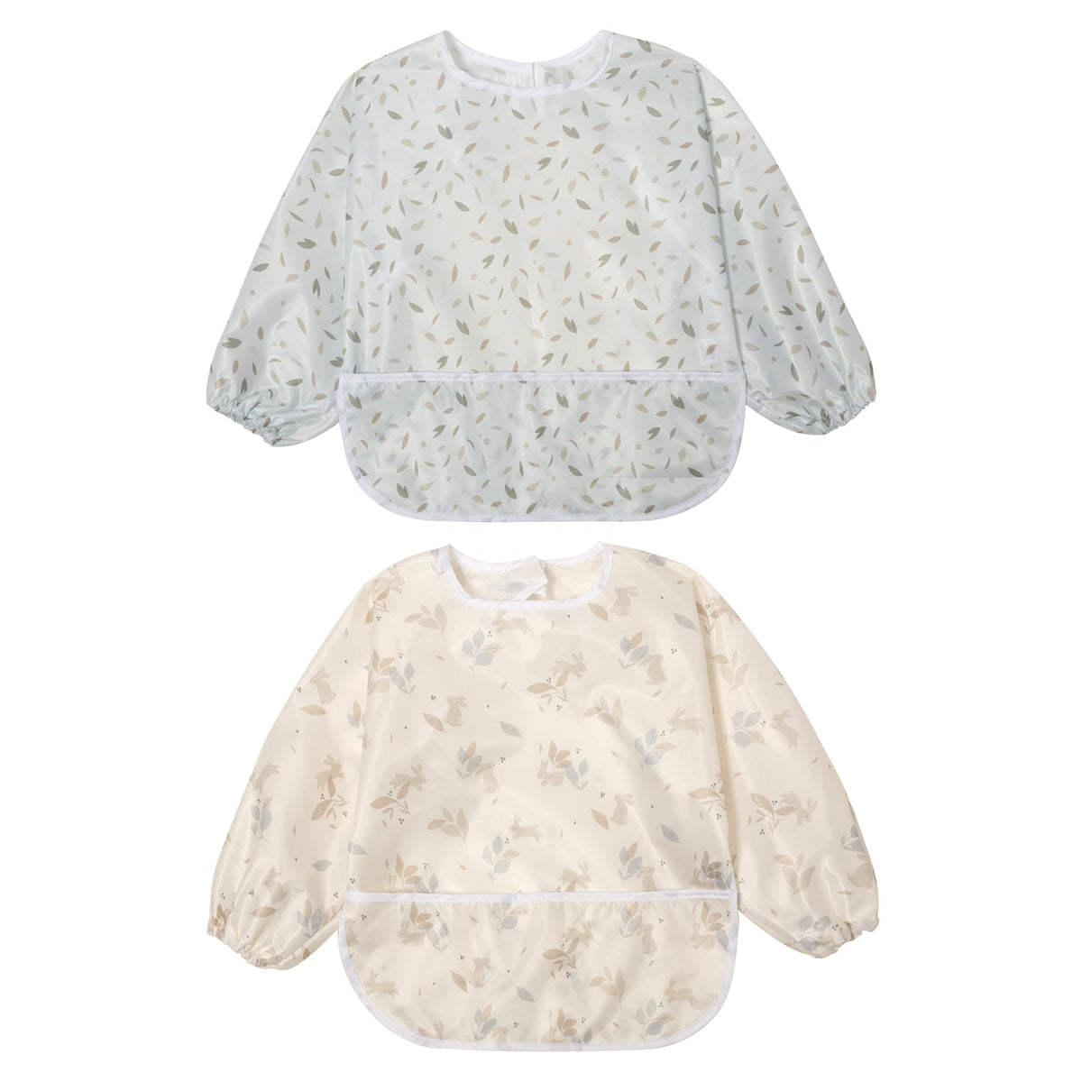Little Dimsum yellow rabbit full-sleeved bib protects outfits with large pocket for meals