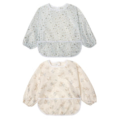 Little Dimsum yellow rabbit full-sleeved bib protects outfits with large pocket for meals