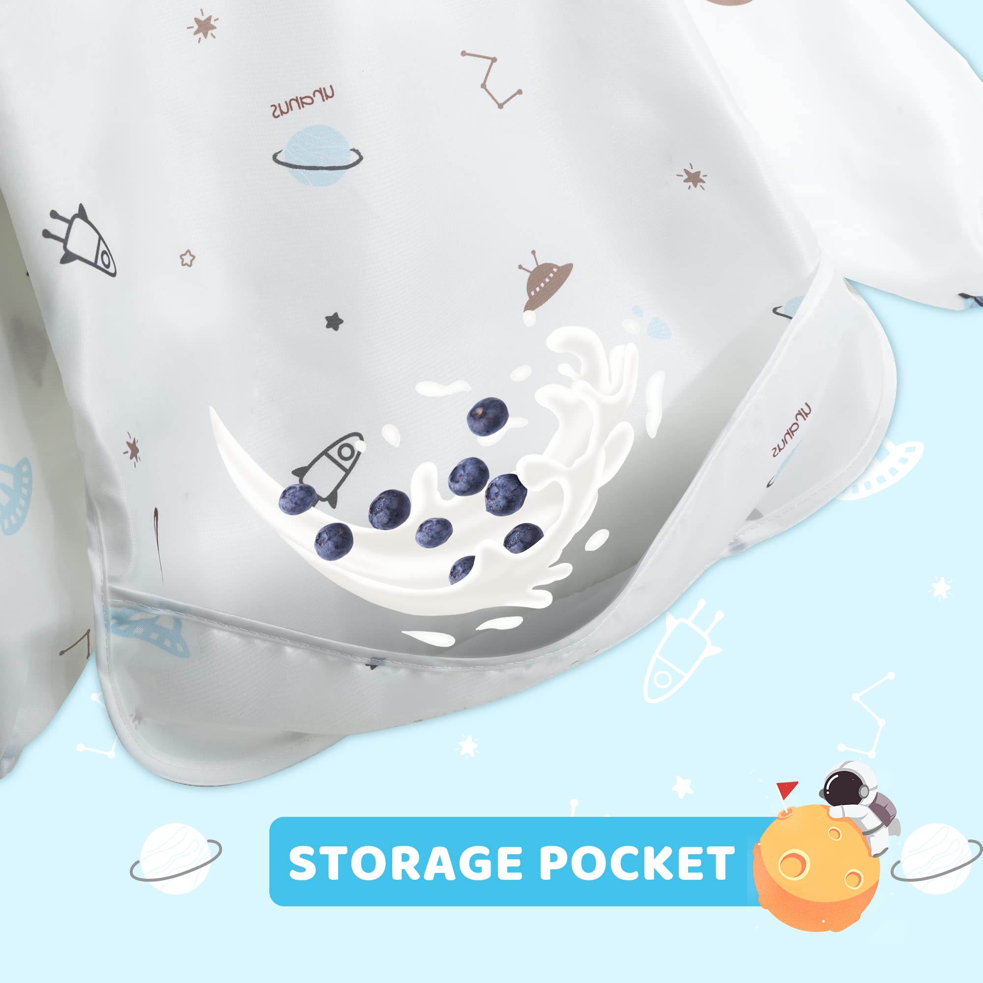 Little Dimsum waterproof lightweight fabric bib keeps toddlers dry during messy meals