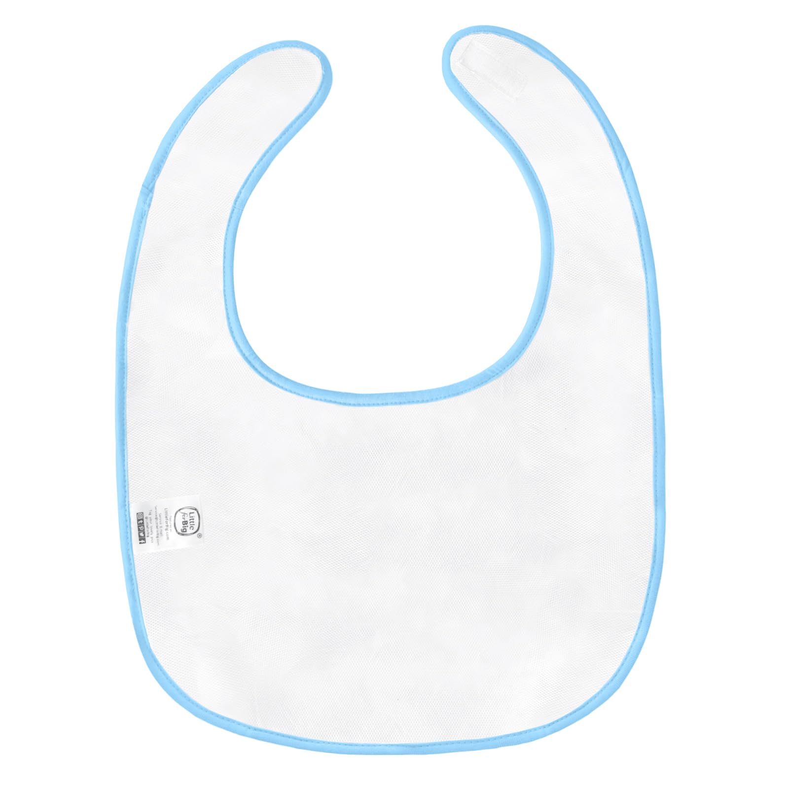 Littleforbig adjustable hook-and-loop closure bib offers a comfortable neck fit for all-day wear