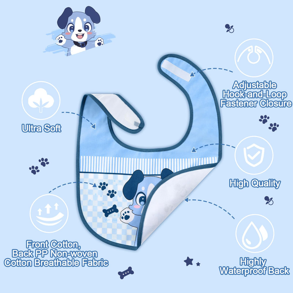 Littleforbig adult bib puppy print close-up adds cheerful design for mess-prone days.