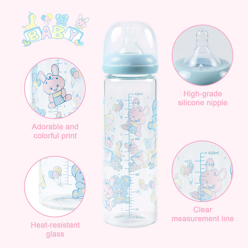 LittleForBig adult glass bottle wide-mouth design for easy filling and cleaning.