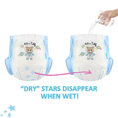 Littleforbig Astro Babies diaper back view shows pastel print and secure fit.