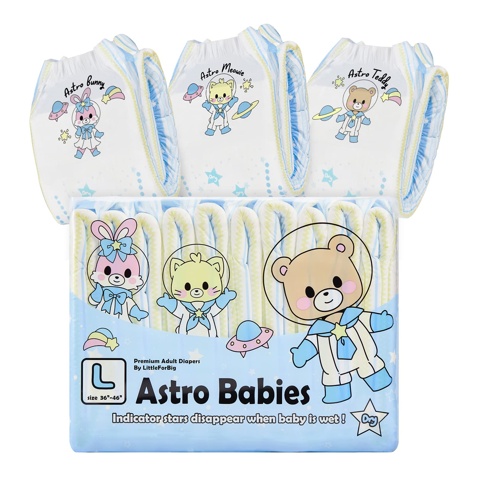 Littleforbig Astro Babies diaper front view with star print for everyday comfort.