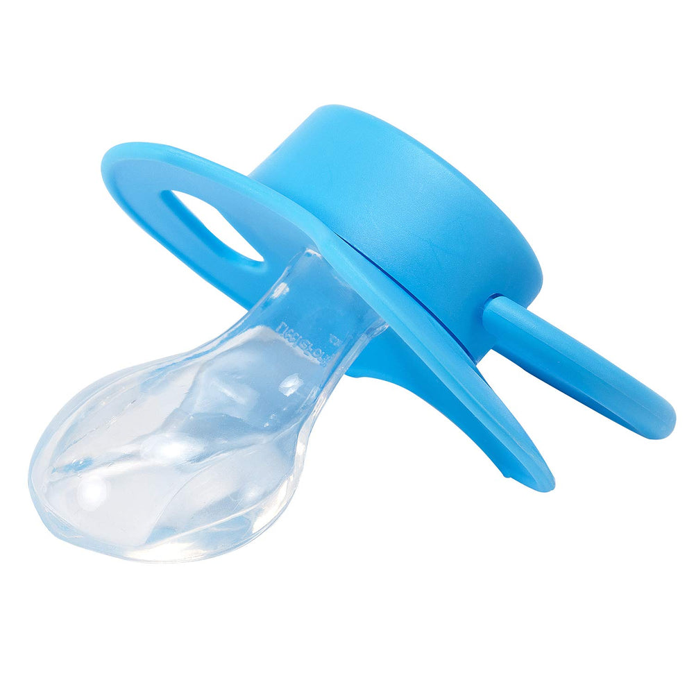 LittleForBig Bigshield Gen-II adult pacifier blue large button for easy DIY decoration.