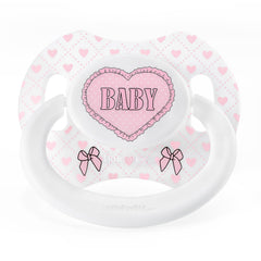 Littleforbig Bigshield Gen-II adult pacifier closeup showing Blushing Baby print for stylish comfort