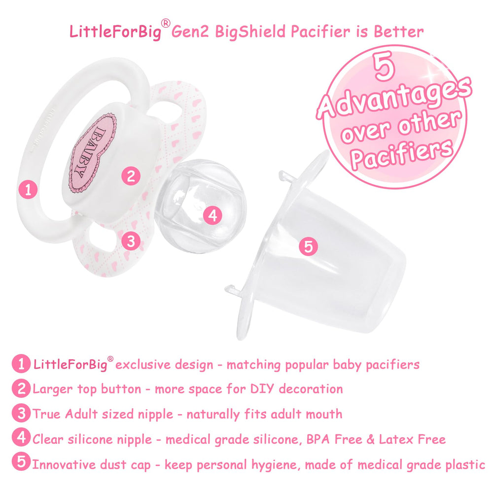 Littleforbig Bigshield Gen-II pacifier teat detail highlights the 1.6-inch nipple for a natural feel