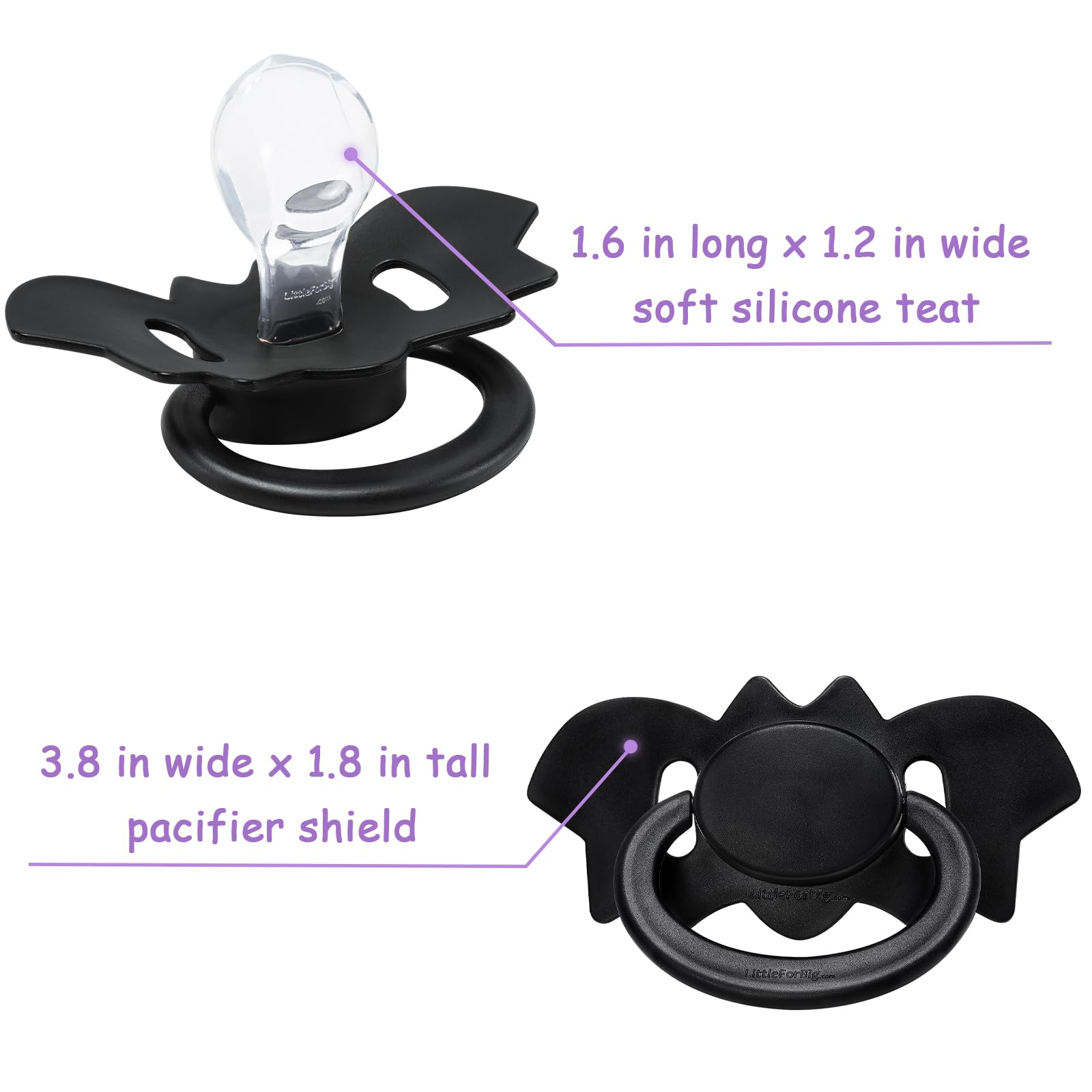 LittleForBig Bigshield Gen-II bat shield pacifier side view highlights bold styling.