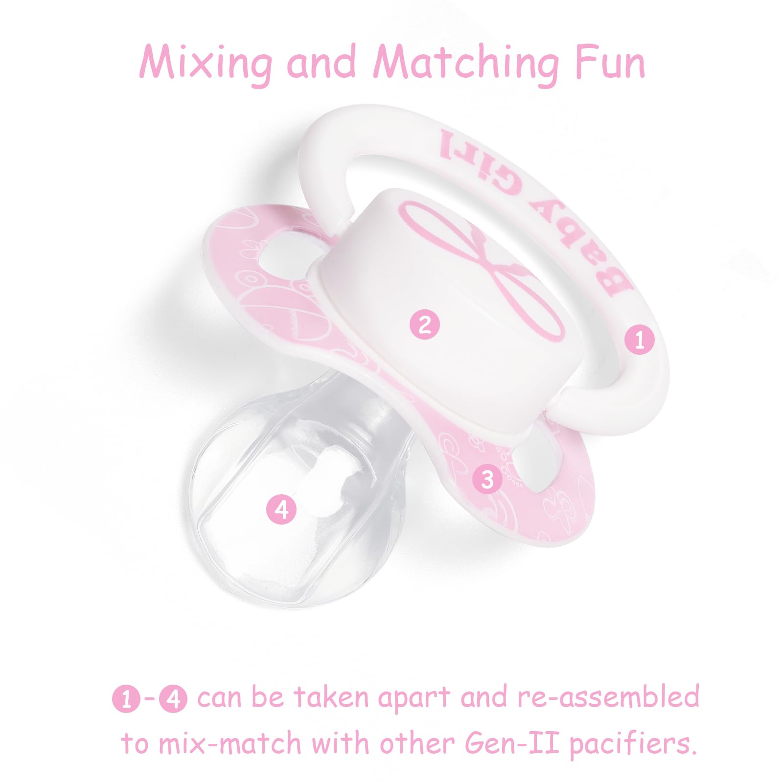 LittleForBig Bigshield Gen-II pacifier showing clear silicone nipple for smooth feel.