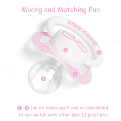 LittleForBig Bigshield Gen-II pacifier showing clear silicone nipple for smooth feel.