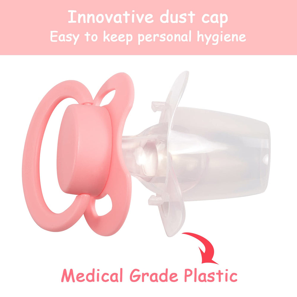 Littleforbig BigShield Gen-II pacifier pink 1.6-inch teat and 2.6-inch shield offer generous dimensions.