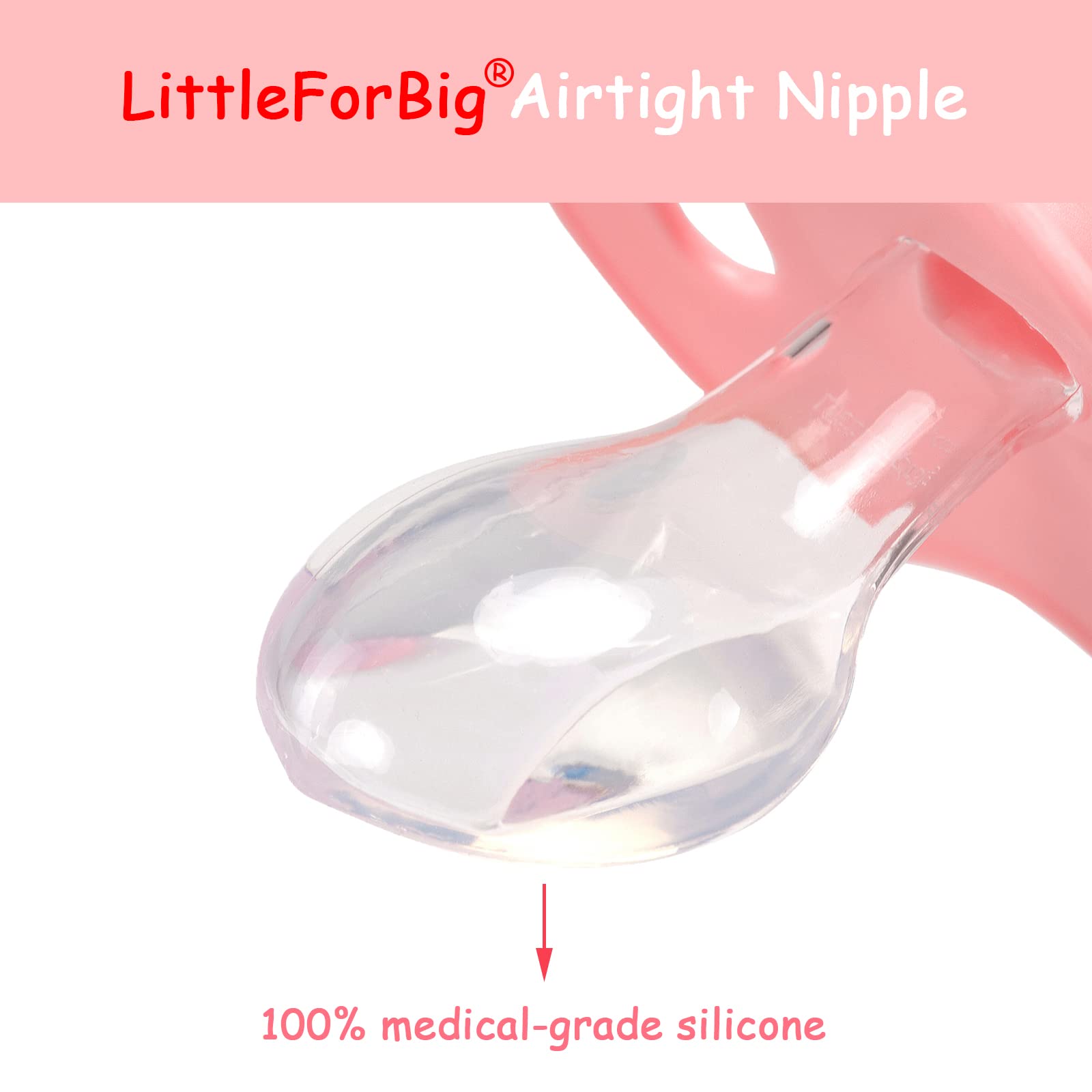 Littleforbig BigShield Gen-II pacifier pink mix-and-match button showcases customization ideas.