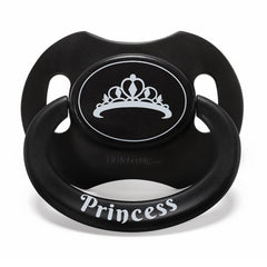 Littleforbig Bigshield Gen-II pacifier with princess crown pattern in black for stylish adult-sized comfort