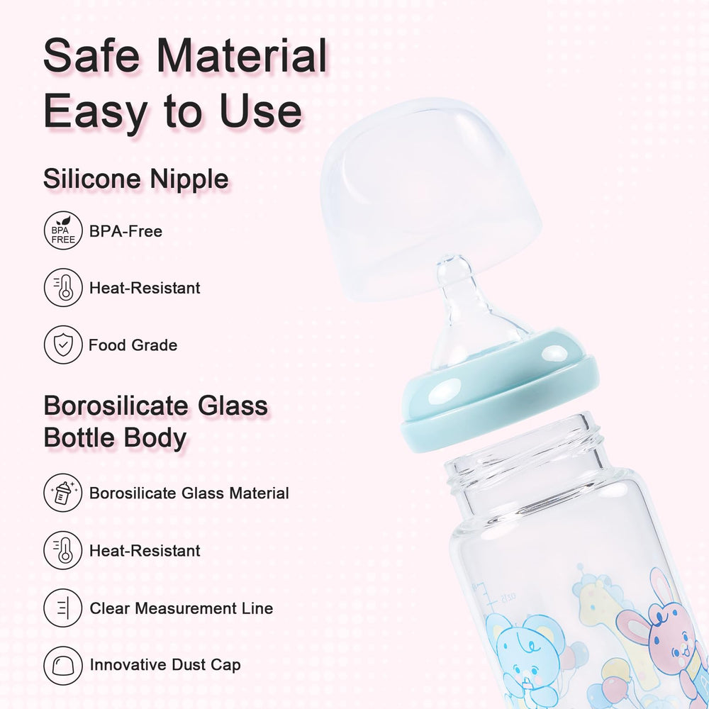 LittleForBig borosilicate glass bottle offers durable, BPA-free sipping experience.