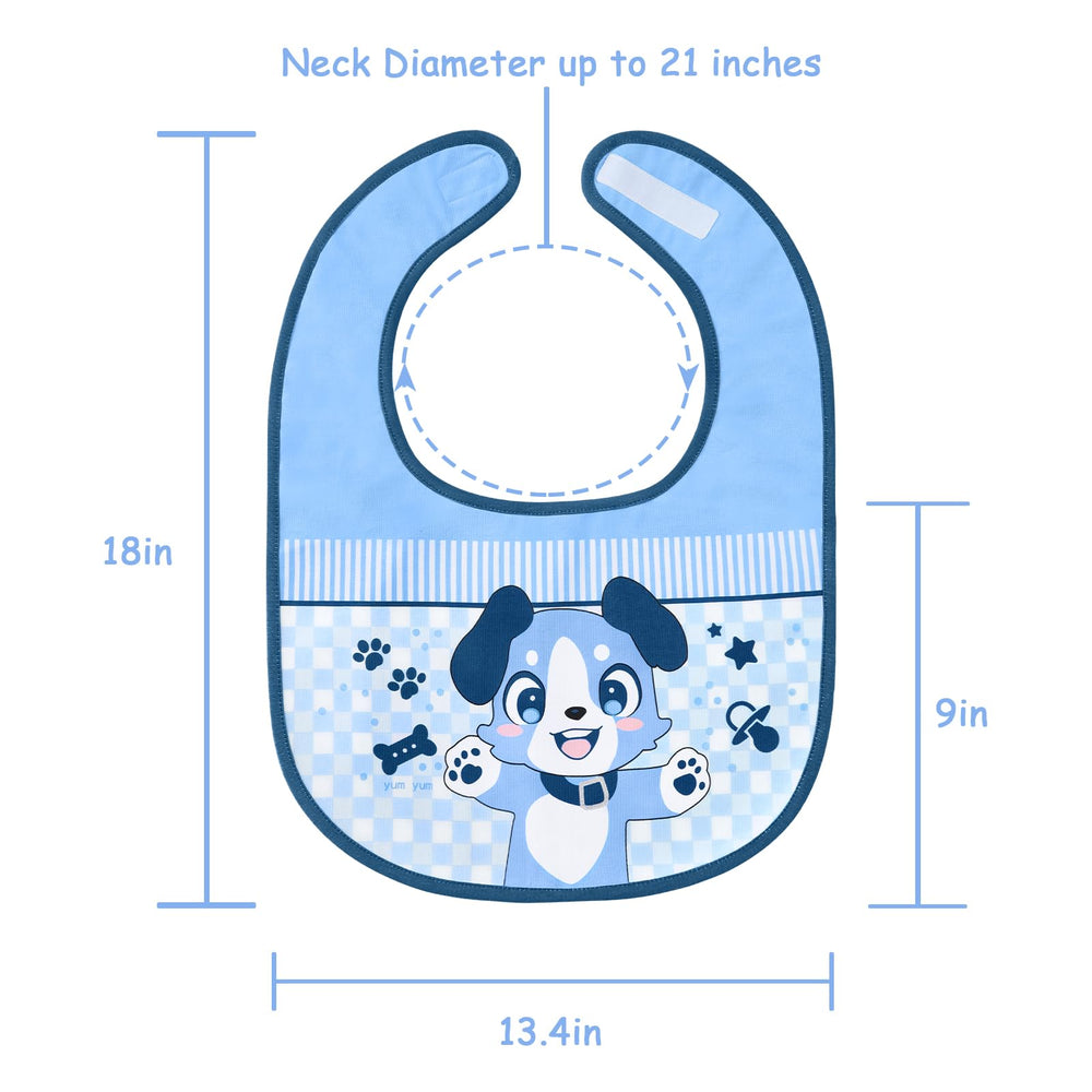 Littleforbig 13.4-inch wide by 18-inch tall bib offers generous coverage.
