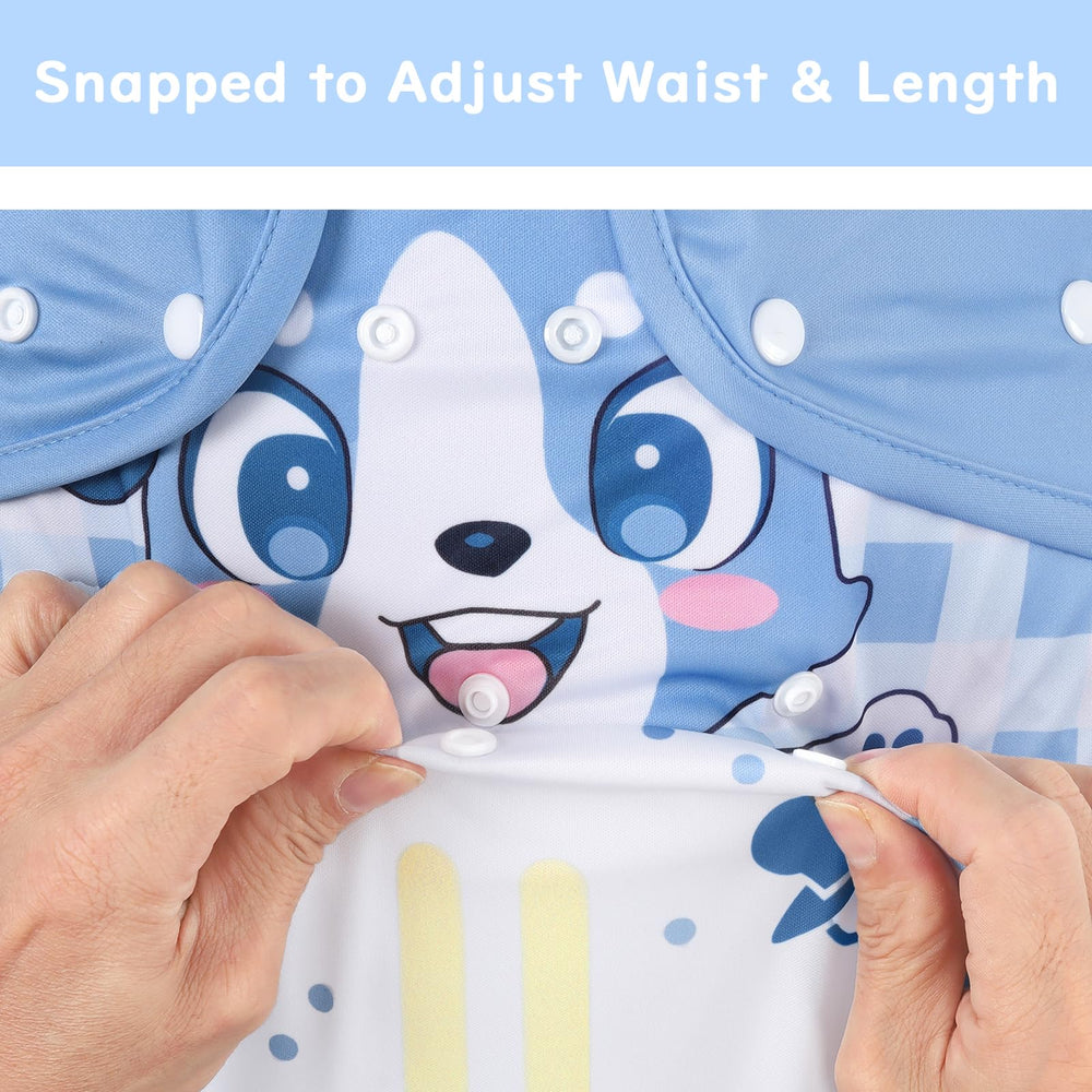 Littleforbig Little Blue M wrap with booster pads—hybrid diapering option for versatility.