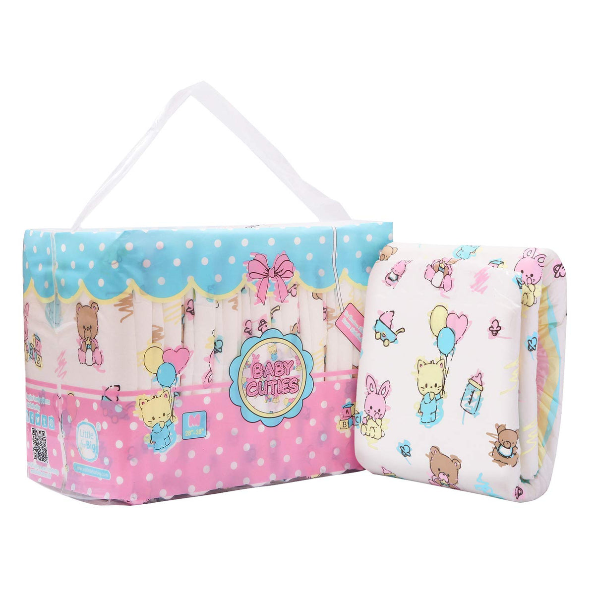 Littleforbig Baby Cuties pack shows colorful print for comfortable, discreet wear.