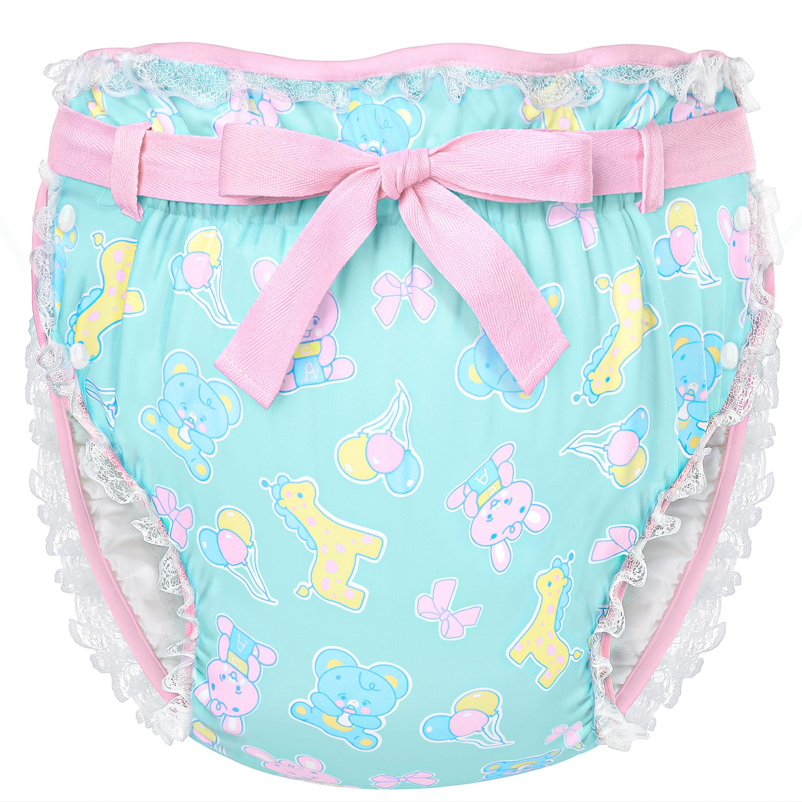 Littleforbig Silky Adult Ribbon Omutsu wrap pattern closeup showing fade-resistant Baby Parade print for daily style.