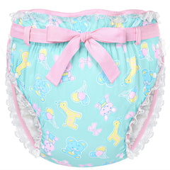 Littleforbig Silky Adult Ribbon Omutsu wrap pattern closeup showing fade-resistant Baby Parade print for daily style.