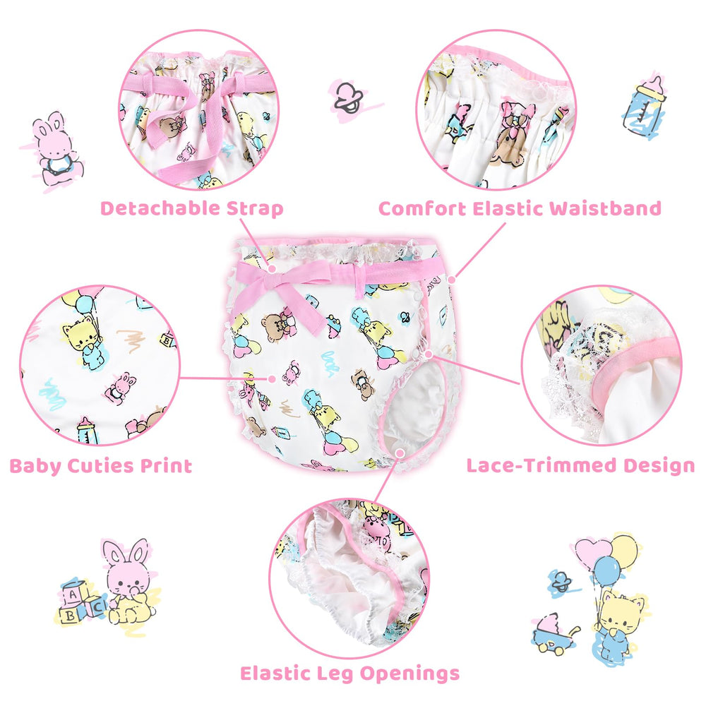 Littleforbig Silky Omutsu wrap pattern detail highlights Baby Cuties styling for playful routine.