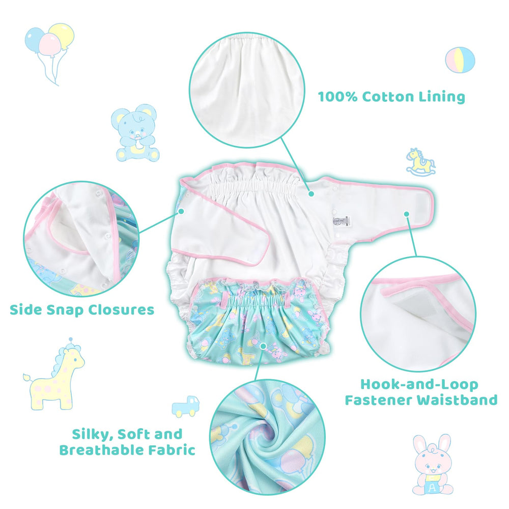 Littleforbig Silky Adult Ribbon Omutsu wrap side snap detail for easy on-off and adjustable fit.