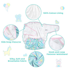 Littleforbig Silky Adult Ribbon Omutsu wrap side snap detail for easy on-off and adjustable fit.