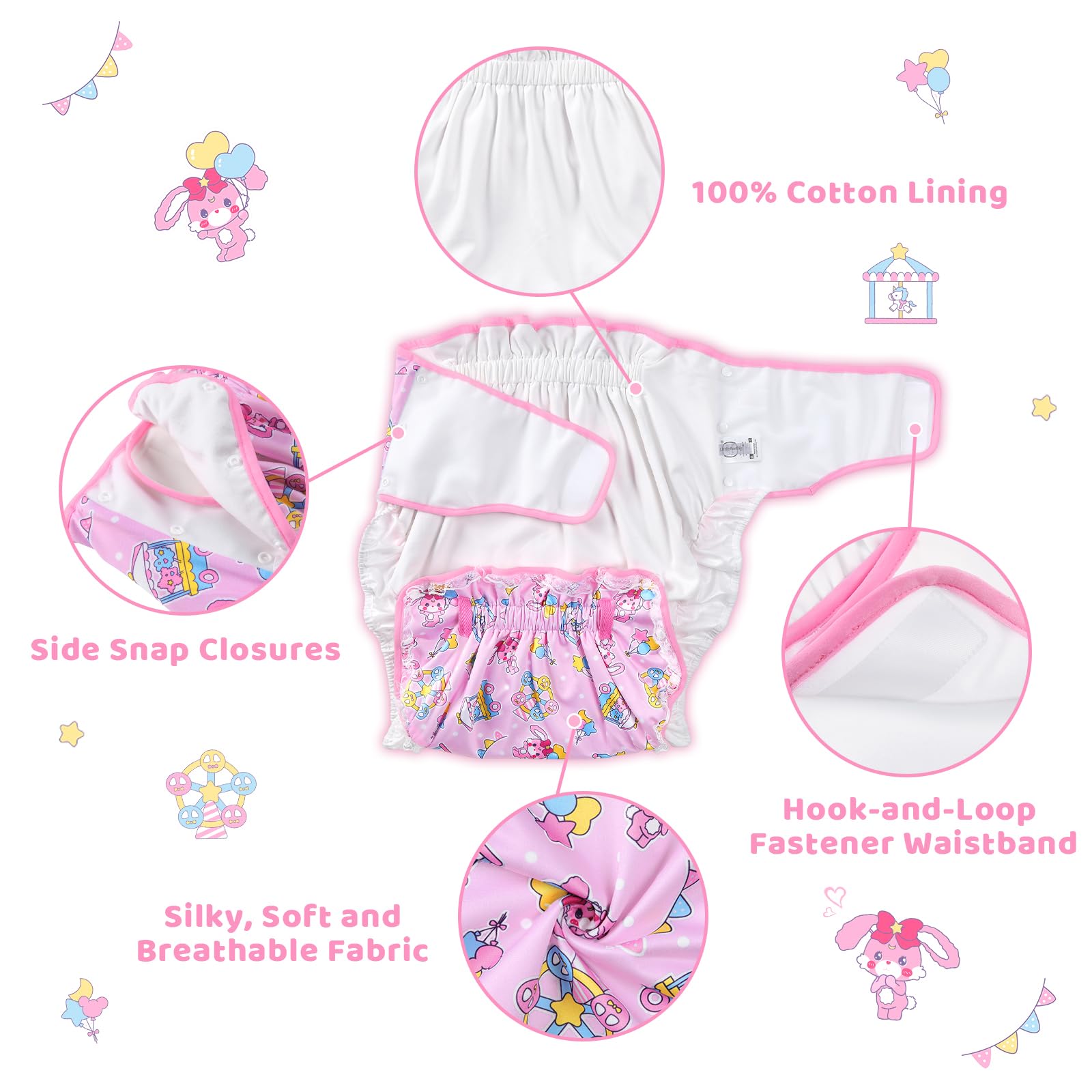 Littleforbig Silky wrap with side-snaps enables easy on-off wear.