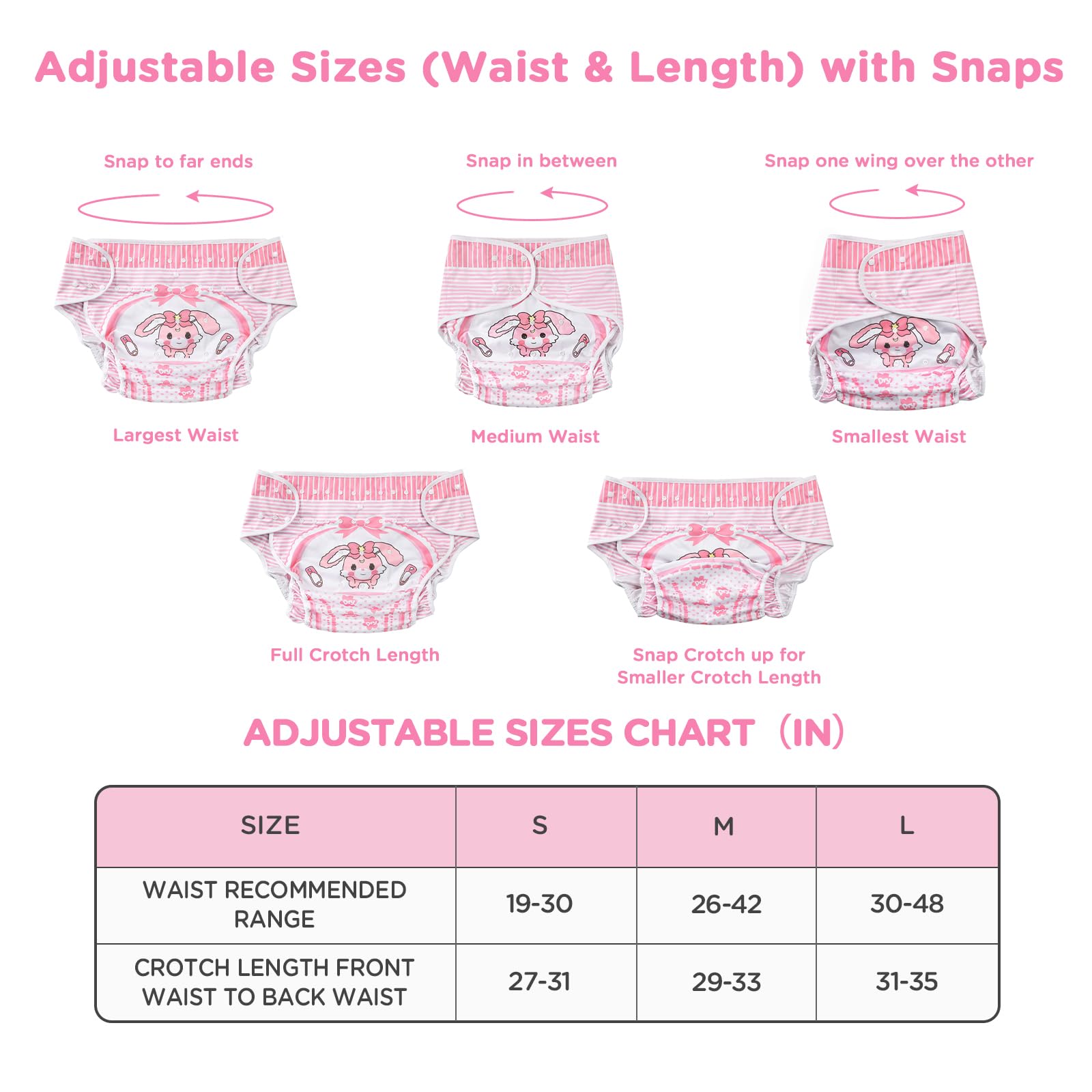 Littleforbig Usagi bunny design diaper wrap showing breathable waterproof fabric for daily dryness