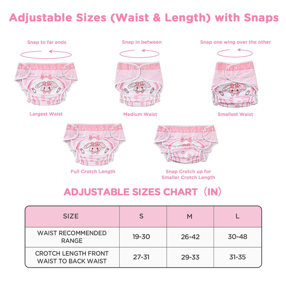 Littleforbig Usagi bunny design diaper wrap showing breathable waterproof fabric for daily dryness