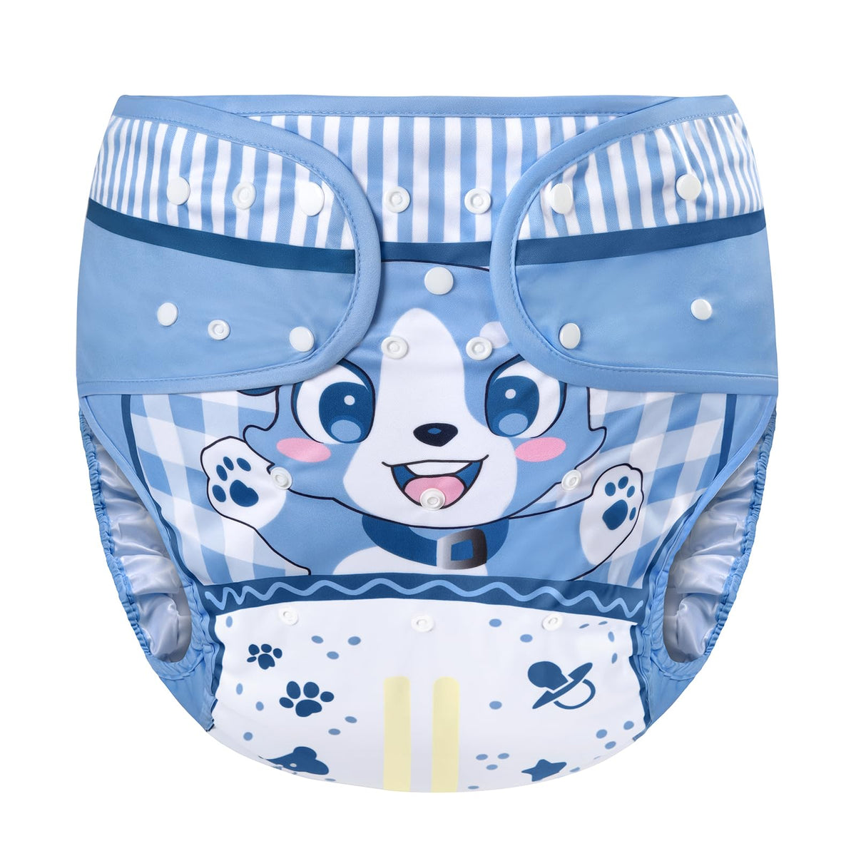 Littleforbig Little Blue M wrap close-up showing waterproof fabric for all-day protection.