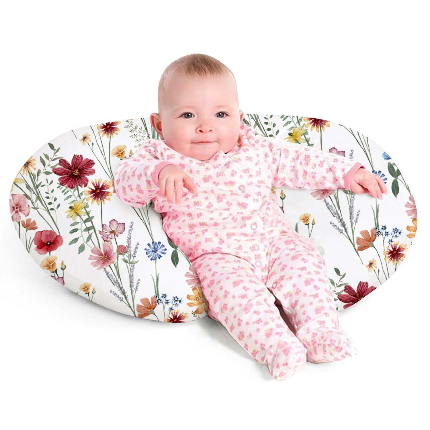 Little Grape Land nursing pillow cover closeup highlights breathable fabric for comfy feeds.