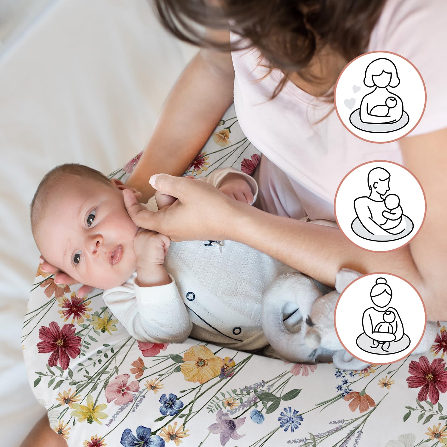 Little Grape Land machine-washable cover highlights easy cleanup after feeds.