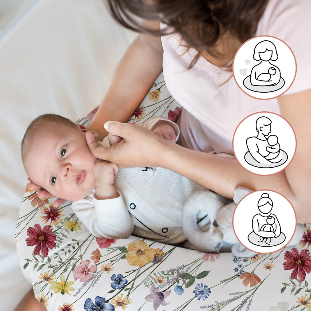 Little Grape Land machine-washable cover highlights easy cleanup after feeds.