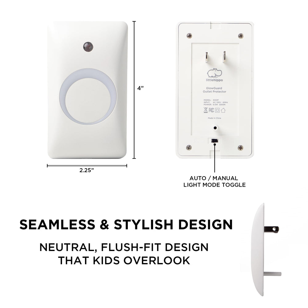 LittleHippo GlowGuard tamper-resistant design keeps outlets protected and secure.