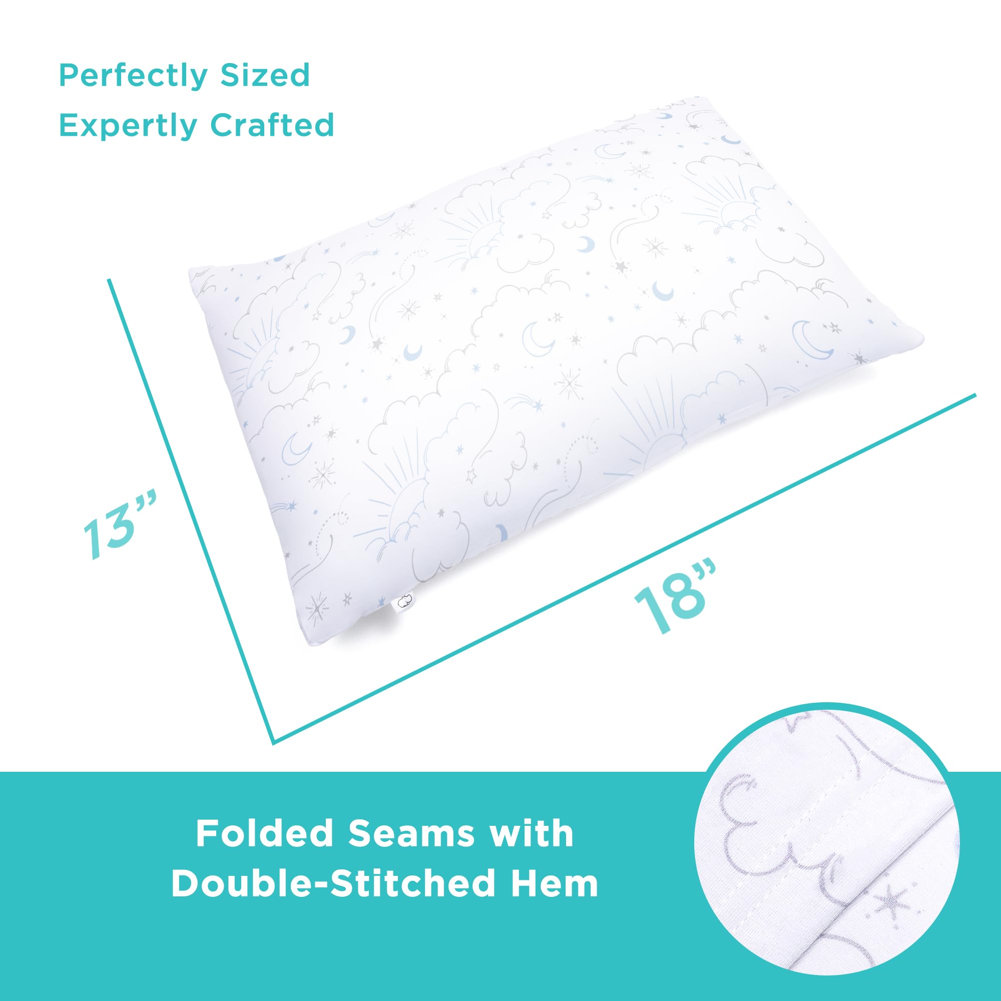 LittleHippo 13x18 pillow fits toddlers and cribs for smooth transition and naps.