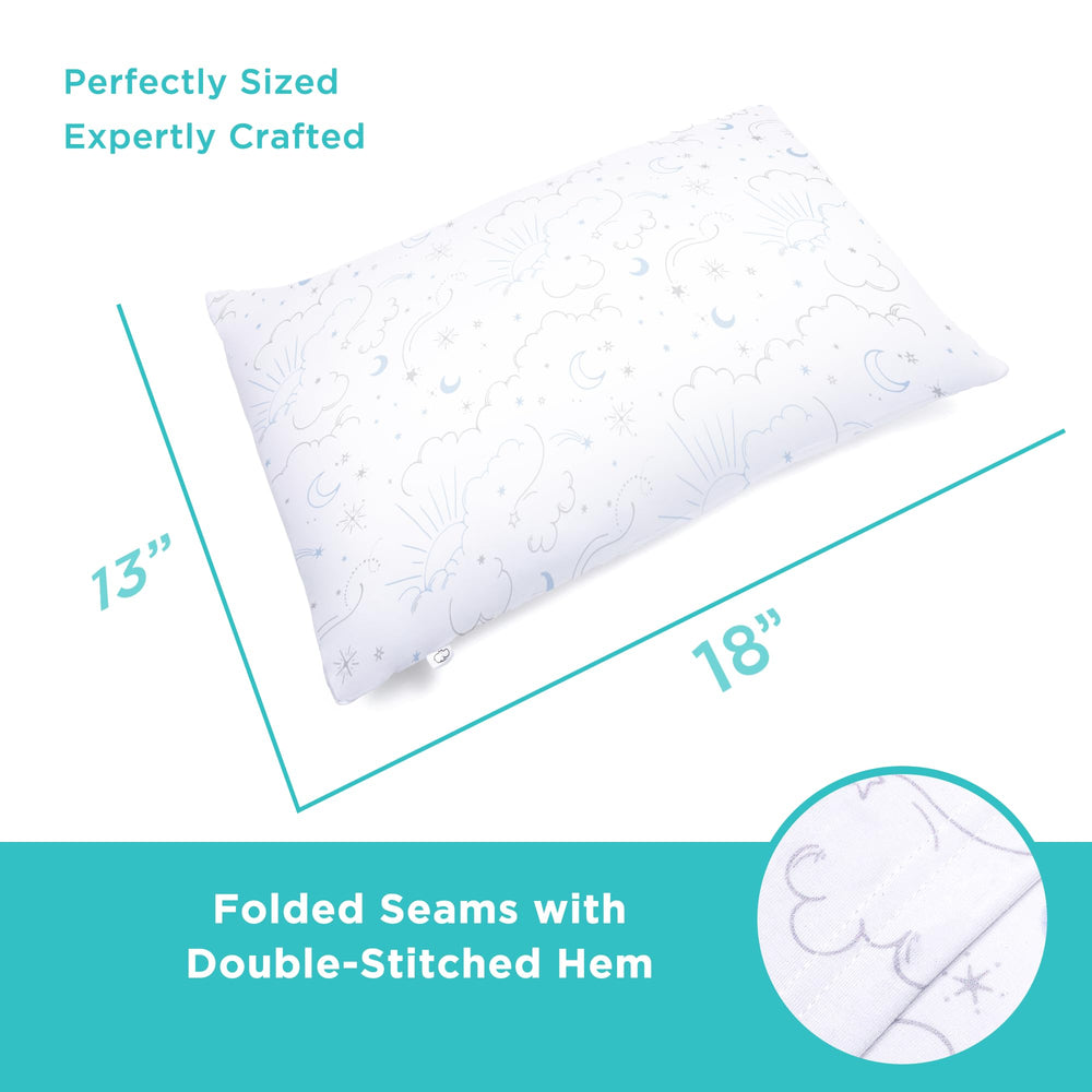 LittleHippo 13x18 pillow fits toddlers and cribs for smooth transition and naps.