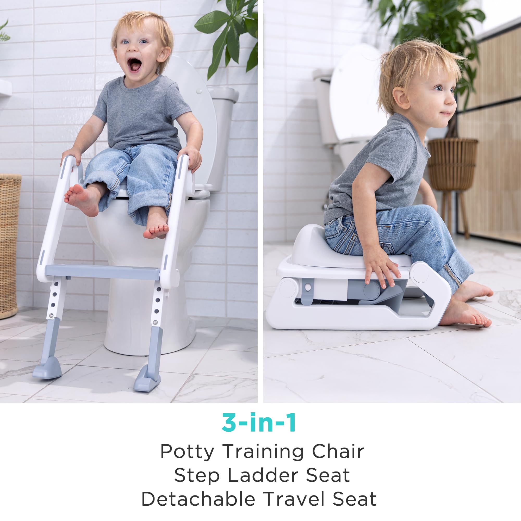 LittleHippo step-stool-ladder offers safe, adjustable height for toilet training.