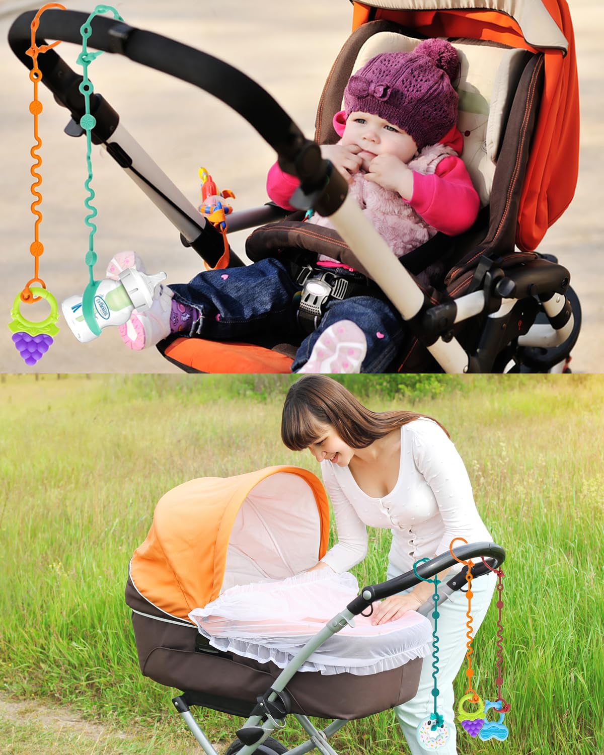 LittleHugs Toy Straps adjustable-buckle design adapts to different toys and bottles.