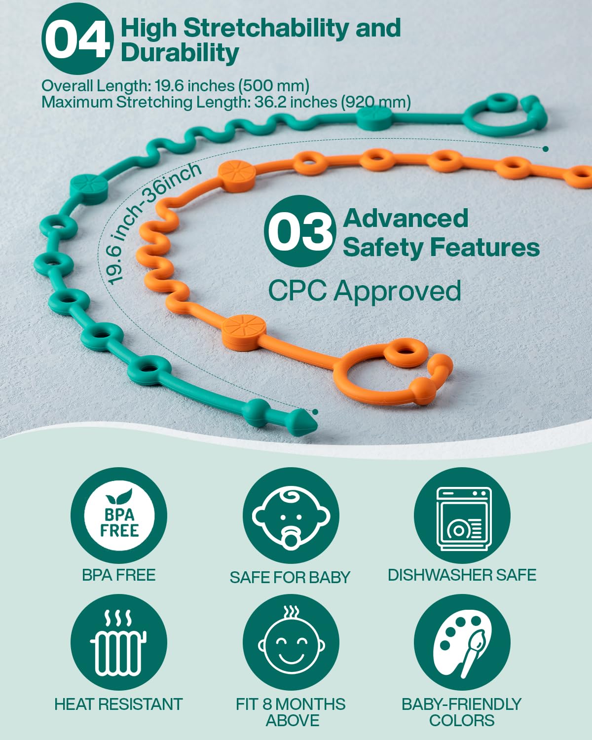 LittleHugs pacifier clip with teether attachment helps quick pacifier retrieval.