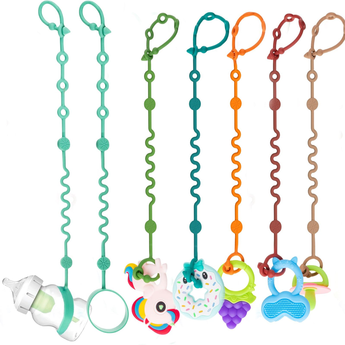 LittleHugs toy straps secured to stroller attachment for toy safety