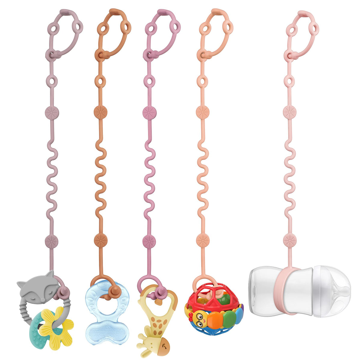 LittleHugs gray toy straps on stroller secure toys during on-the-go travel