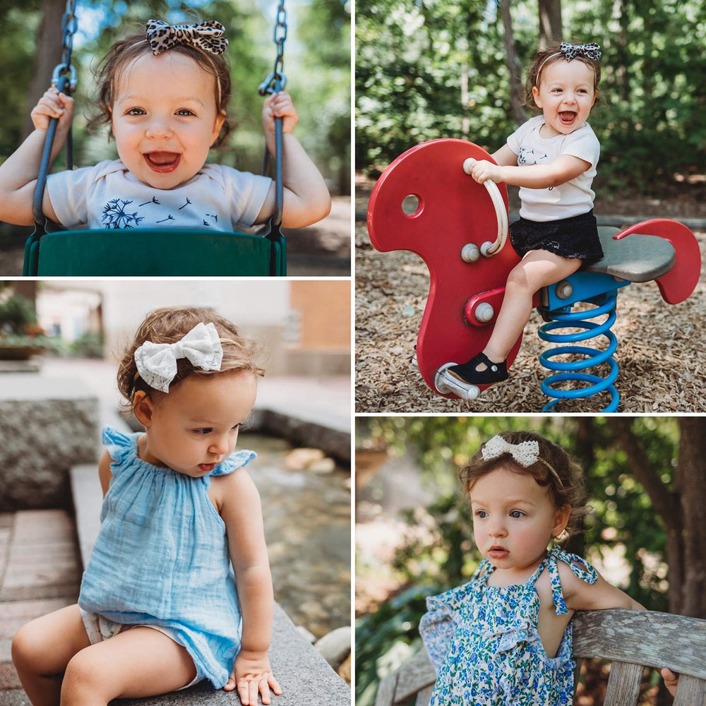 LittleJoJo floral pattern bow headband; cheerful colorways to match every outfit.