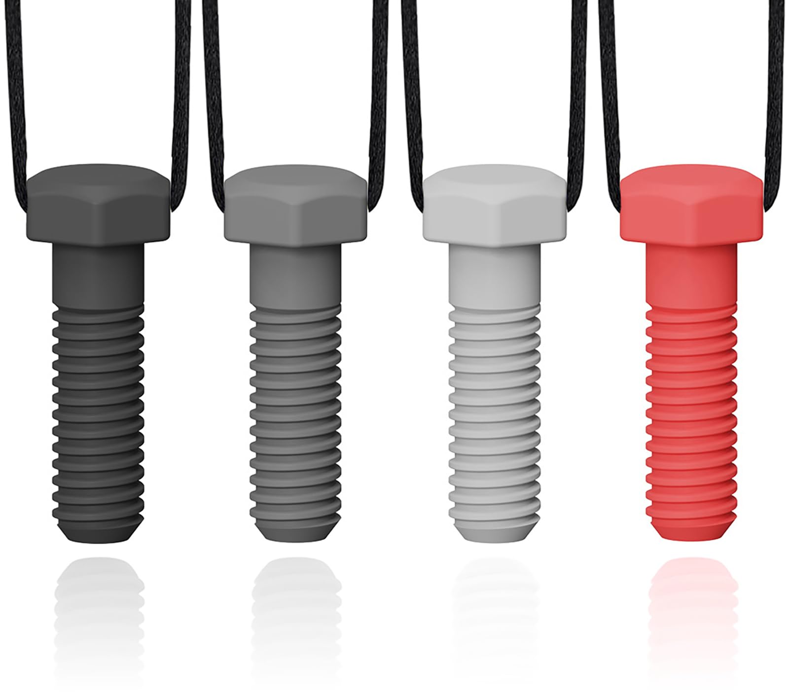 LittleLamb chew necklaces screw-shaped black design for sensory relief during daily routines.