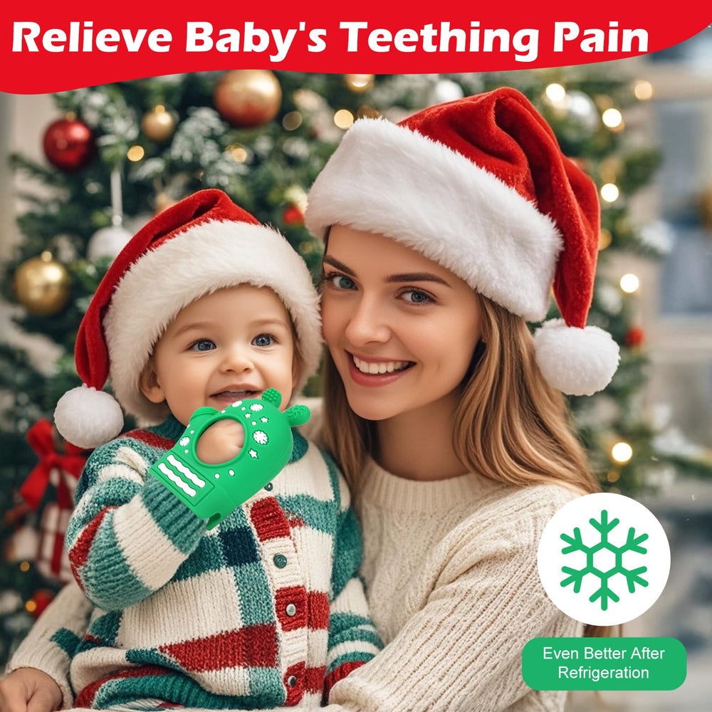 LittleLamb snowflake teething mitten textured silicone for gentle gum massage.