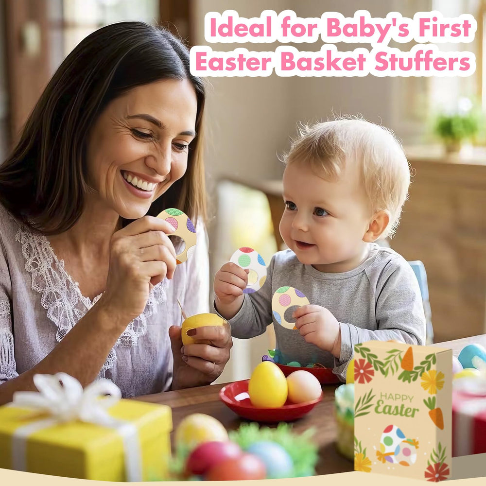 LittleLamb baby-teether in Easter-basket shot showcases two-color set