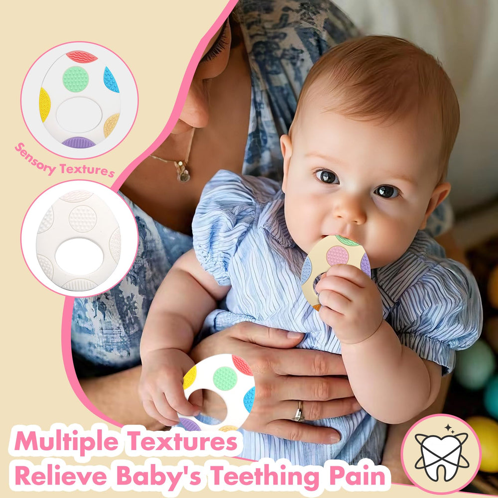 LittleLamb silicone teether textured gums closeup demonstrates tactile exploration and gum stimulation