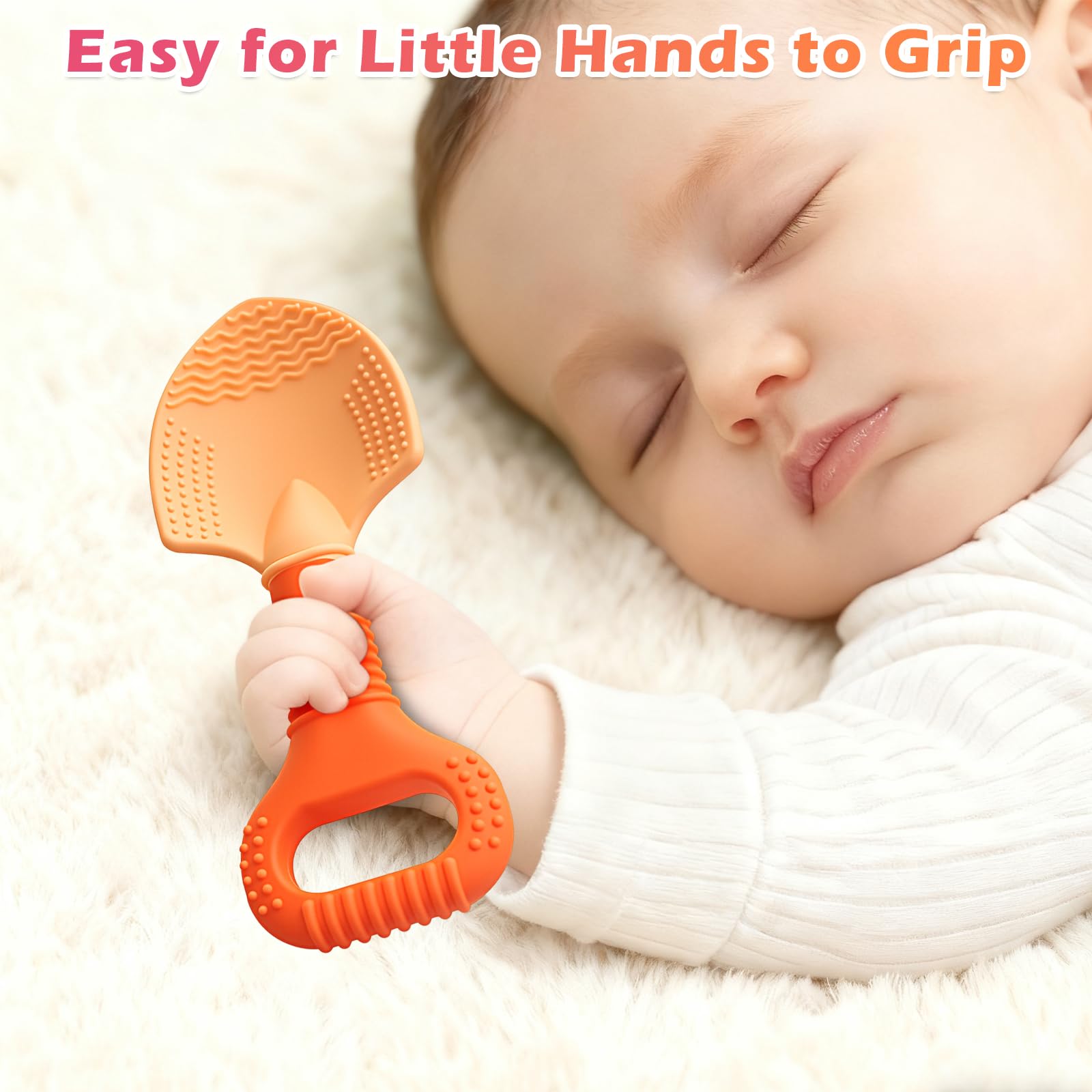 LittleLamb teether dishwasher-safe image: easy cleaning between uses keeps baby safe.