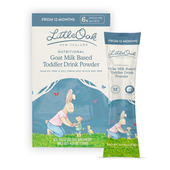 LittleOak toddler drink sachet pack front for on-the-go feeding.