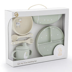 Little Rawr divided plate with suction bowl keeps meals mess-free for babies.