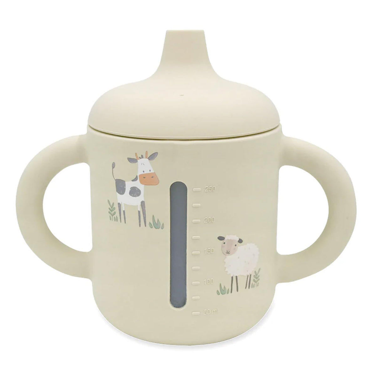Little Rawr beige stage-one infant sippy cup easing bottle transition with soft silicone.